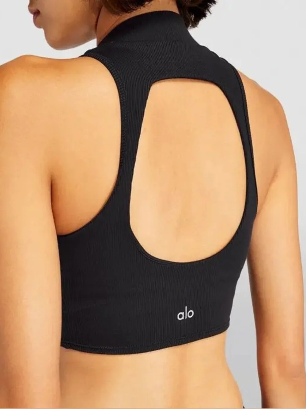 Alo Yoga Goddess Rib Cropped Dynamite Bra‎ Top Black Small